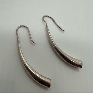 Long dangle geometric 925 silver stamped earrings